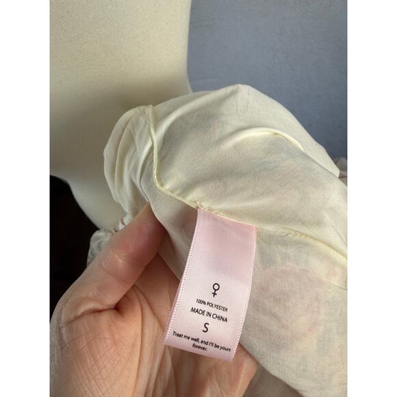 Selkie Cottagecore Fairy Puff Sleeve Bubble Pink Floral Dress Mini Small - Picture 9 of 10